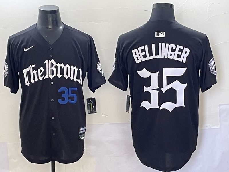 Men 2025 New York Yankees 35 Bellinger Black Five generations Joint Name Nike MLB Jersey style 3